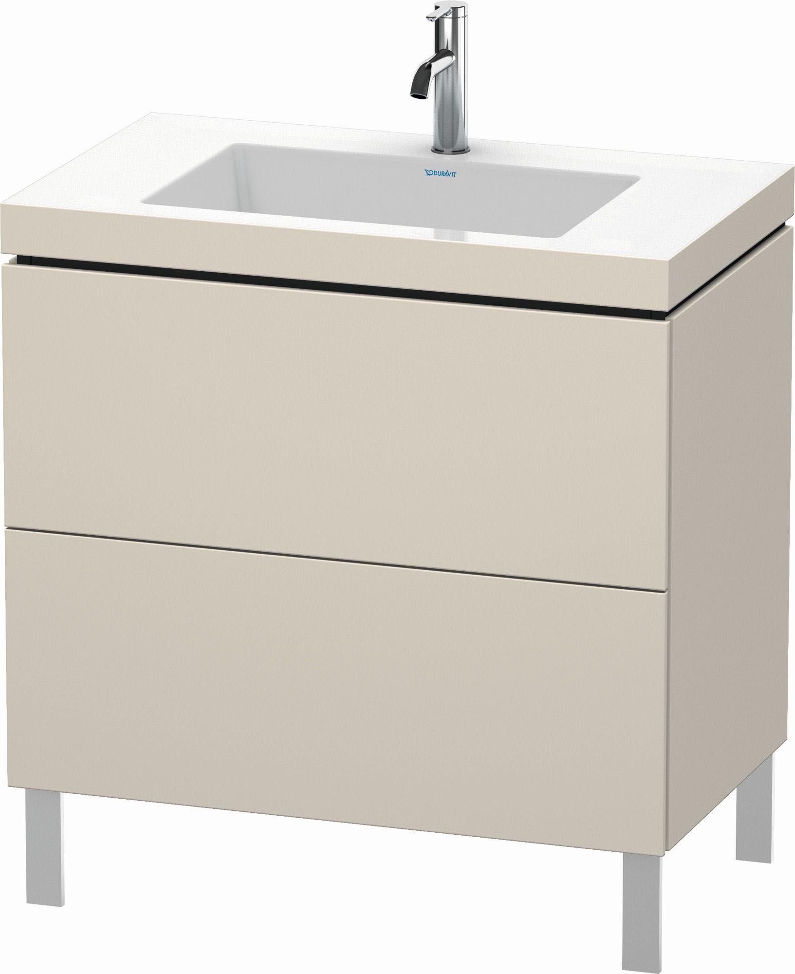 Duravit L-Cube Waschtisch-Unterschrank LC6937O9191 80 x 48 cm, 1 Hahnloch, taupe matt, 2 Auszüge, bodenstehend