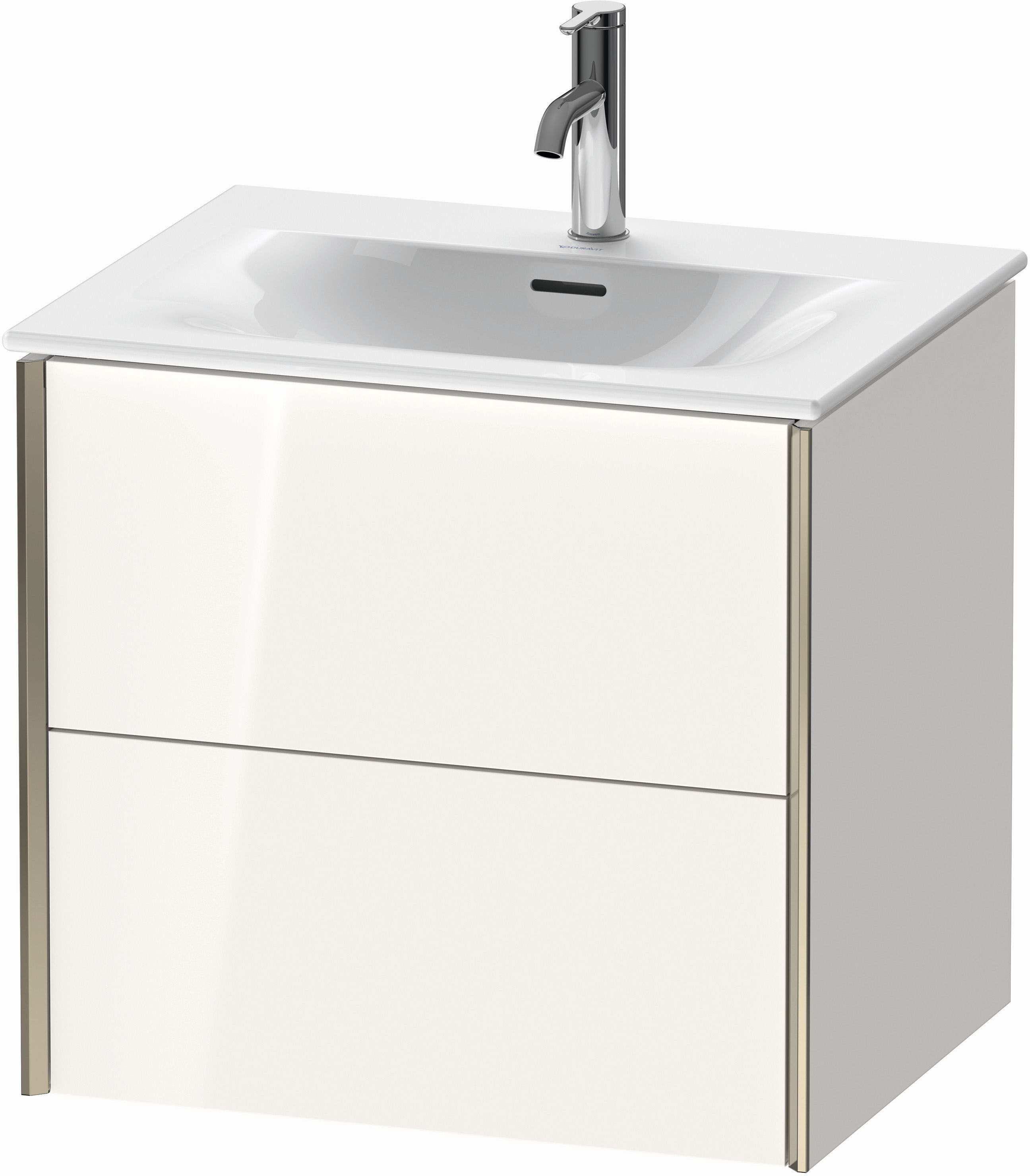 Duravit XViu Waschtisch-Unterschrank XV41320B185 61 x 55,7 x 48 cm, weiß hochglanz, 2 Schubkästen, champagner matt