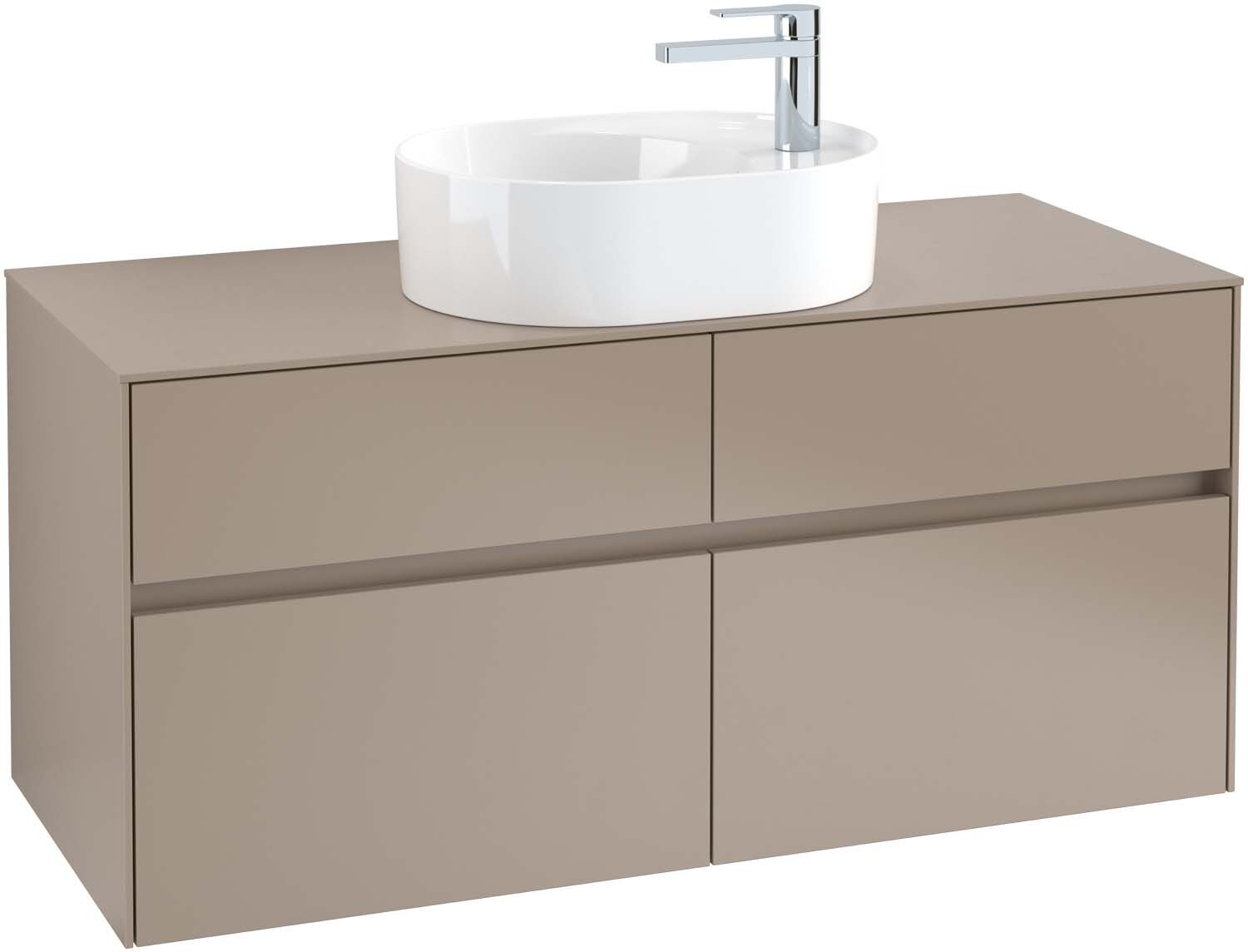 Villeroy und Boch Collaro Waschtischunterschrank C05700FP 120 x 54,8 x 50 cm, Waschtisch mittig, Glossy Grey