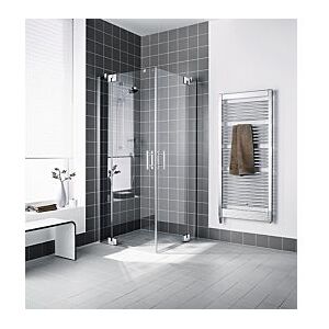 Kermi Filia XP Pendeltür-Eckeinstiegshälfte FXEPL07520VYK 75 x 200 cm, silber hochglanz, ESG SR Opaco Clean, links, auf Duschwanne