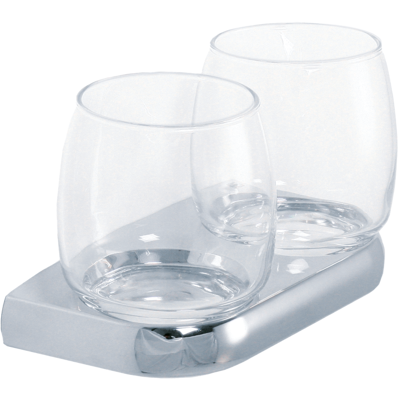 Bravat Metasoft Glashalter 816510 Doppelt, Glas bauchig klar, chrom Bravat Metasoft Glashalter 816510 Doppelt, Glas bauchig klar, chrom