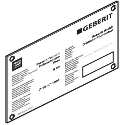 Geberit Hinweisschild zu Schachtschott - Warnschild Geberit Hinweisschild zu Schachtschott - Warnschild