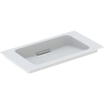Geberit Wandwaschbecken - Weiß / Gebürsteter Chrom - 75x40cm Geberit Wandwaschbecken - Weiß / Gebürsteter Chrom - 75x40cm