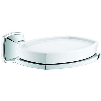 Grohe Grandera Seifenschale 40628000 chrom, Glas aus Keramik weiß Grohe Grandera Seifenschale 40628000 chrom, Glas aus Keramik weiß