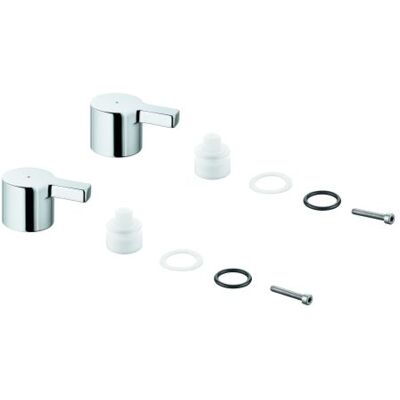 GROHE Lineare Blau/Rot Metallgriffpaar - Wasserhahngriffe GROHE Lineare Blau/Rot Metallgriffpaar - Wasserhahngriffe