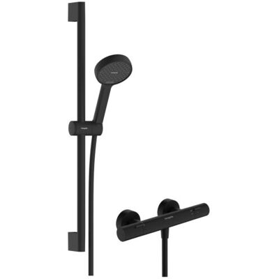 Hansgrohe Activera Select S Brausesystem 28876670 Aufputz, wassersparend, mit Ecostat Fine und Brausestange 65cm, schwarz matt Hansgrohe Activera Select S Brausesystem 28876670 Aufputz, wassersparend, mit Ecostat Fine und Brausestange 65cm, schwarz matt
