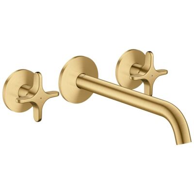 Hansgrohe AXOR One 3-Loch Wannenarmatur 48430250 Unterputz, Ausladung 220mm, für Wandmontage, mit Kreuzgriff, brushed gold optic Hansgrohe AXOR One 3-Loch Wannenarmatur 48430250 Unterputz, Ausladung 220mm, für Wandmontage, mit Kreuzgriff, brushed gold optic