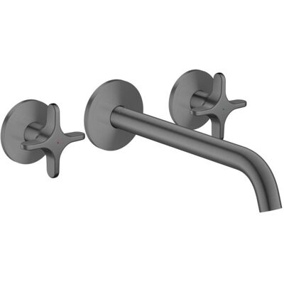 Hansgrohe AXOR One 3-Loch Wannenarmatur 48430340 Unterputz, Ausladung 220mm, für Wandmontage, mit Kreuzgriff, brushed black chrome Hansgrohe AXOR One 3-Loch Wannenarmatur 48430340 Unterputz, Ausladung 220mm, für Wandmontage, mit Kreuzgriff, brushed black chrome