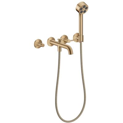 Hansgrohe AXOR One 3-Loch Wannenarmatur 48444140 Unterputz, Ausladung 220mm, mit Handbrause, mit Hebelgriff, brushed bronze Hansgrohe AXOR One 3-Loch Wannenarmatur 48444140 Unterputz, Ausladung 220mm, mit Handbrause, mit Hebelgriff, brushed bronze