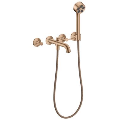 Hansgrohe AXOR One 3-Loch Wannenarmatur 48444310 Unterputz, Ausladung 220mm, mit Handbrause, mit Hebelgriff, brushed red gold Hansgrohe AXOR One 3-Loch Wannenarmatur 48444310 Unterputz, Ausladung 220mm, mit Handbrause, mit Hebelgriff, brushed red gold