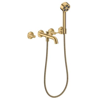 Hansgrohe AXOR One 3-Loch Wannenarmatur 48444990 Unterputz, Ausladung 220mm, mit Handbrause, mit Hebelgriff, polished gold optic Hansgrohe AXOR One 3-Loch Wannenarmatur 48444990 Unterputz, Ausladung 220mm, mit Handbrause, mit Hebelgriff, polished gold optic