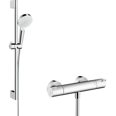 Hansgrohe Crometta Vario Brauseset 27812400 weiss/chrom, 65 cm Stange, Ecostat 1001 CL Hansgrohe Crometta Vario Brauseset 27812400 weiss/chrom, 65 cm Stange, Ecostat 1001 CL
