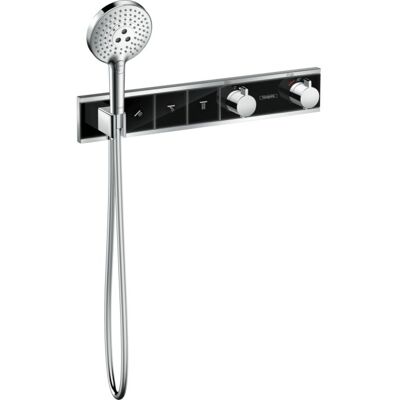 Hansgrohe RainSelect Brausethermostat 15356600 chrom-schwarz, für 3 Verbraucher Hansgrohe RainSelect Brausethermostat 15356600 chrom-schwarz, für 3 Verbraucher