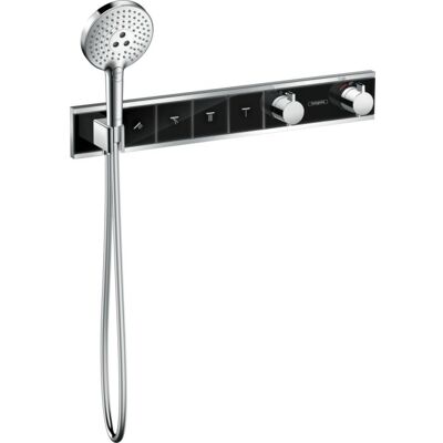Hansgrohe RainSelect Brausethermostat 15357600 chrom-schwarz, für 4 Verbraucher Hansgrohe RainSelect Brausethermostat 15357600 chrom-schwarz, für 4 Verbraucher