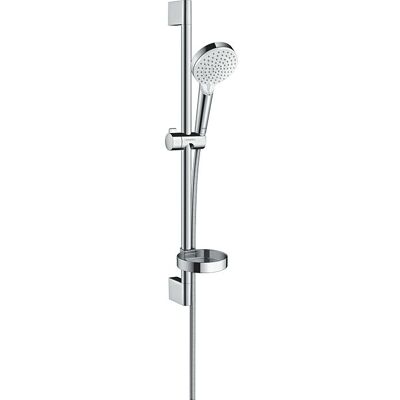 Hansgrohe Crometta Vario Brauseset 26553400 weiss chrom, 65 cm Stange, Casetta Seifenschale Hansgrohe Crometta Vario Brauseset 26553400 weiss chrom, 65 cm Stange, Casetta Seifenschale