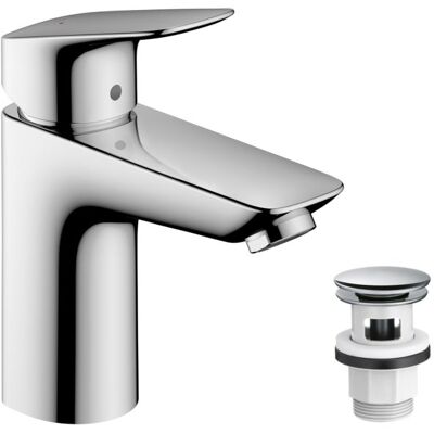 Hansgrohe Logis 100 Waschtischarmatur 71107000 chrom, Push Open Ablaufgarnitur Hansgrohe Logis 100 Waschtischarmatur 71107000 chrom, Push Open Ablaufgarnitur
