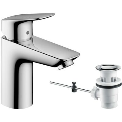 Hansgrohe Logis 100 Waschtisch Armatur 71100000 chrom, Ablaufgarnitur, Höhe 18,7 cm Hansgrohe Logis 100 Waschtisch Armatur 71100000 chrom, Ablaufgarnitur, Höhe 18,7 cm