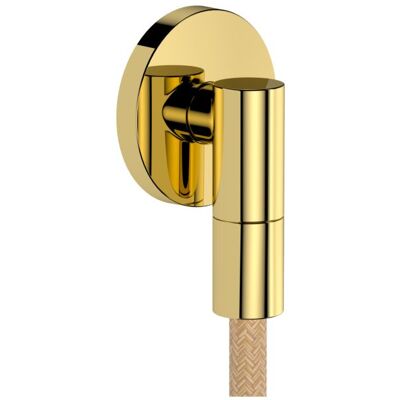 Hansgrohe FixFit Fine S Wandanschluss 28882990 mit Rückflussverhinderer, S, rund, polished gold optic Hansgrohe FixFit Fine S Wandanschluss 28882990 mit Rückflussverhinderer, S, rund, polished gold optic