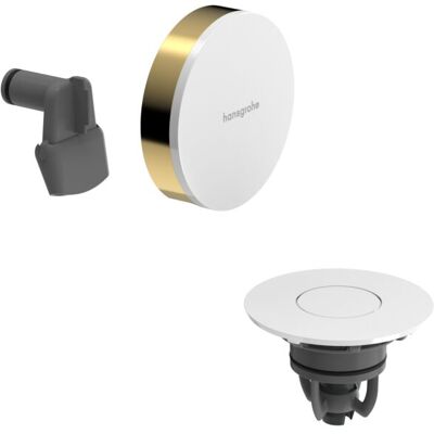 Hansgrohe Exafill Ab- und Überlaufgarnitur 58119990 Oberfläche Deckel weiß hochglanz, polished gold optic, Fertigset, mit Wanneneinlauf Hansgrohe Exafill Ab- und Überlaufgarnitur 58119990 Oberfläche Deckel weiß hochglanz, polished gold optic, Fertigset, mit Wanneneinlauf