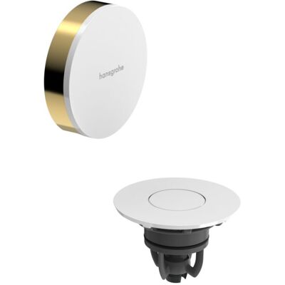 Hansgrohe Flexaplus Ab- und Überlaufgarnitur 58187990 Oberfläche Deckel weiß hochglanz, polished gold optic, Fertigset Hansgrohe Flexaplus Ab- und Überlaufgarnitur 58187990 Oberfläche Deckel weiß hochglanz, polished gold optic, Fertigset