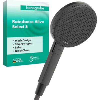 Hansgrohe Raindance Alive Select S 24500340 125mm Duschkopf, 3 Strahlarten, brushed black chrome Hansgrohe Raindance Alive Select S 24500340 125mm Duschkopf, 3 Strahlarten, brushed black chrome