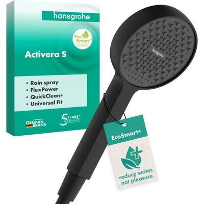 Hansgrohe Activera S Duschkopf 95 28032670 1 Strahlart wassersparend+, Ø 95mm, EcoSmart, 6 l/min, schwarz matt Hansgrohe Activera S Duschkopf 95 28032670 1 Strahlart wassersparend+, Ø 95mm, EcoSmart, 6 l/min, schwarz matt