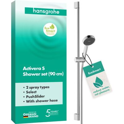 Hansgrohe Activera Select S Duschset 28046000 2 Strahlarten wassersparend mit Duschstange, Ø 95mm, Bohrabstand 915 mm, chrom Hansgrohe Activera Select S Duschset 28046000 2 Strahlarten wassersparend mit Duschstange, Ø 95mm, Bohrabstand 915 mm, chrom