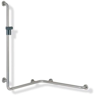 Hewi 805 Dusch-/Wannenhandlauf 805.35.230L99 1100 x 762/962 mm, Brausehalter reinweiß, links, mit Brausehalterstange, Edelstahl gebürstet Hewi 805 Dusch-/Wannenhandlauf 805.35.230L99 1100 x 762/962 mm, Brausehalter reinweiß, links, mit Brausehalterstange, Edelstahl gebürstet