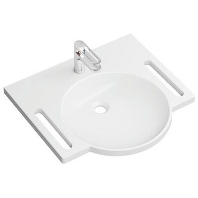 Hewi Weißer Mineralguss-Waschtisch-Set - Badwaschbecken Hewi Weißer Mineralguss-Waschtisch-Set - Badwaschbecken