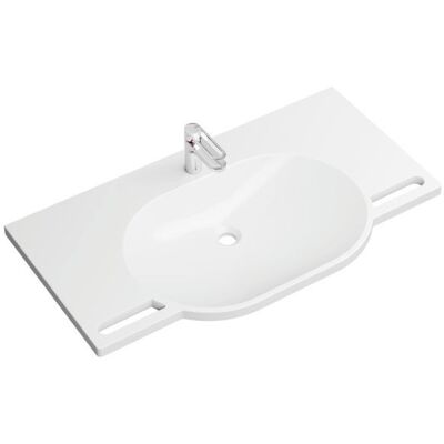 Hewi Weißer Mineralguss-Waschtisch-Set - Wandmontage Hewi Weißer Mineralguss-Waschtisch-Set - Wandmontage