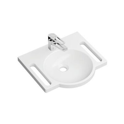 Hewi Weißer Mineralguss-Waschtisch Set - Wandwaschbecken Hewi Weißer Mineralguss-Waschtisch Set - Wandwaschbecken