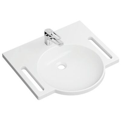 Hewi Mineralguss-Waschtischset mit Armatur, Wandmontage, weiß Hewi Mineralguss-Waschtischset mit Armatur, Wandmontage, weiß