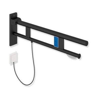 Hewi System 900 Supportstange - Stützklappgriff, Edelstahl, Schwarz, links Hewi System 900 Supportstange - Stützklappgriff, Edelstahl, Schwarz, links