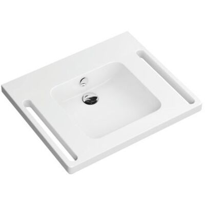 Hewi Mineralguss-Waschtisch 950.11.140 - Quadrat, Weiß, 65x55cm Hewi Mineralguss-Waschtisch 950.11.140 - Quadrat, Weiß, 65x55cm