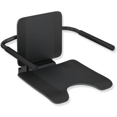 Hewi System 900 Einhängesitz 900.51.11160CV Edelstahl pulverbeschichtet schwarz matt, matt schwarzer Kunststoff, mit Armlehnen/Hygieneausschnitt Hewi System 900 Einhängesitz 900.51.11160CV Edelstahl pulverbeschichtet schwarz matt, matt schwarzer Kunststoff, mit Armlehnen/Hygieneausschnitt