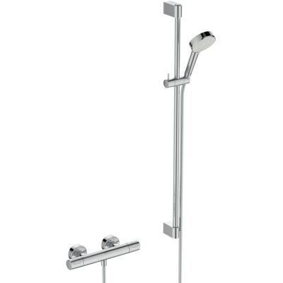 Ideal Standard T25 N Duscharmatur Set A8515AA mit Brausethermostat, Brausestange 90cm, 2 Funktion-Handbrause, 8l, chrom Ideal Standard T25 N Duscharmatur Set A8515AA mit Brausethermostat, Brausestange 90cm, 2 Funktion-Handbrause, 8l, chrom