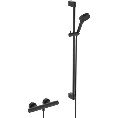 Ideal Standard T 25N Eco Brausekombination A8540XG mit Brausethermostat, Brausestange 90cm, 2 Funktion-Handbrause, 6l, silk black Ideal Standard T 25N Eco Brausekombination A8540XG mit Brausethermostat, Brausestange 90cm, 2 Funktion-Handbrause, 6l, silk black