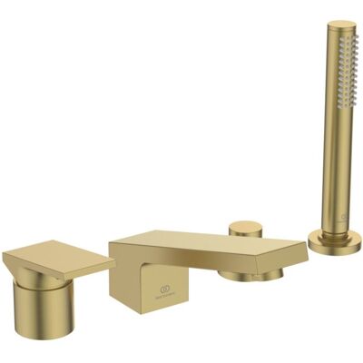Ideal Standard 4-Loch-Wannenarmatur BD518A2 348x202x204 mm, mit Auslauf, mit Handbrauseset, brushed gold Ideal Standard 4-Loch-Wannenarmatur BD518A2 348x202x204 mm, mit Auslauf, mit Handbrauseset, brushed gold