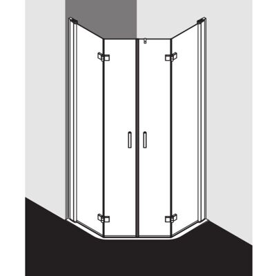 Kermi Diga 5-Eckdusche mit Pendel-Falttür DIF4309018VAK 90x90x185cm, 437mm, silber hochglanz, ESG klar Kermi Diga 5-Eckdusche mit Pendel-Falttür DIF4309018VAK 90x90x185cm, 437mm, silber hochglanz, ESG klar