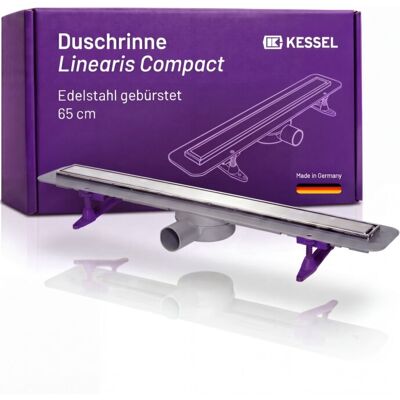 Kessel Duschrinne - Seitlicher Ablauf, 650mm, Edelstahl, 22mm Wasserbarriere Kessel Duschrinne - Seitlicher Ablauf, 650mm, Edelstahl, 22mm Wasserbarriere