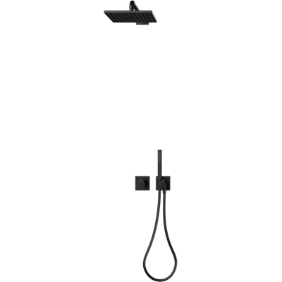 Keuco IXMO Dusch-Set 8 59653370802 eckig, Thermostatmischer m. Brausehalter u. Kopfbrause, schwarz matt Keuco IXMO Dusch-Set 8 59653370802 eckig, Thermostatmischer m. Brausehalter u. Kopfbrause, schwarz matt