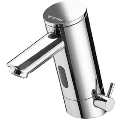Schell Puris Elektronische Waschtisch-Armatur - 140mm Auslauf - Chrom - Wassersparend Schell Puris Elektronische Waschtisch-Armatur - 140mm Auslauf - Chrom - Wassersparend