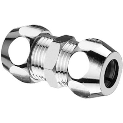 Schell Messing Doppel-Verschraubung - 3/8" x 3/8" - Chrom - Rohrtyp Schell Messing Doppel-Verschraubung - 3/8" x 3/8" - Chrom - Rohrtyp