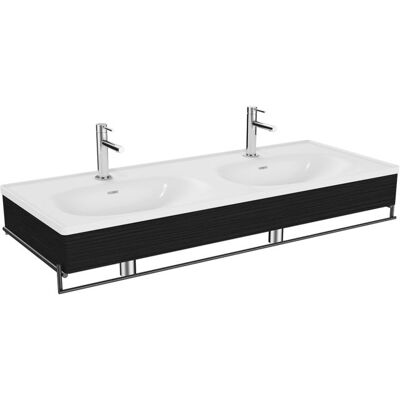 Vitra Equal Doppelwaschbeckensatz - Weiß, MDF, Schwarz Metall-Handtuchhalter Vitra Equal Doppelwaschbeckensatz - Weiß, MDF, Schwarz Metall-Handtuchhalter
