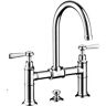 Hansgrohe Axor Montreux Waschtisch-2-Griff-Brücken-Armatur 16511820 Ausladung 175mm, mit Zugstangen-Ablaufgarnitur, Hebelgriffe, brushed Nickel