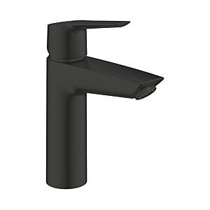 Grohe Start Waschtischarmatur M-Size 235752432 schwarz matt, glatter Körper mit Push-open Ablaufgarnitur 1 1/4