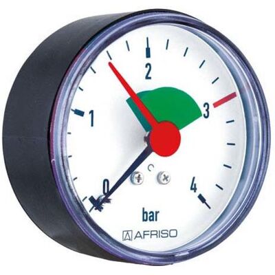 Afriso 1930 Manometer - 0-4 bar - Horizontal - 63mm - 1/4" Anschluss - Manometer Afriso 1930 Manometer - 0-4 bar - Horizontal - 63mm - 1/4" Anschluss - Manometer