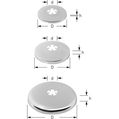 ASW Stedo Rosace - verchromtes Messing - 26mm, 45mm, 87mm - Rosace ASW Stedo Rosace - verchromtes Messing - 26mm, 45mm, 87mm - Rosace