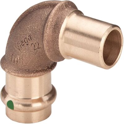 Viega Sanpress Bogen 281298 18 mm, 90°, Rotguss oder Siliziumbronze, SC-Contur, Einsteckende Viega Sanpress Bogen 281298 18 mm, 90°, Rotguss oder Siliziumbronze, SC-Contur, Einsteckende