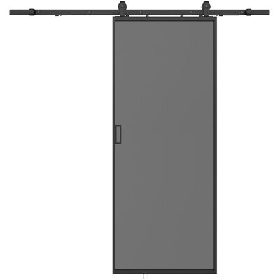 Vente-unique Schiebetür mit Laufschienensystem - Aluminium & rauchfarbenes Sicherheitsglas - 205 x 83 cm - LINCI II Vente-unique Schiebetür mit Laufschienensystem - Aluminium & rauchfarbenes Sicherheitsglas - 205 x 83 cm - LINCI II